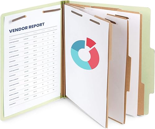 Miniatura 3 de Blue Summit Supplies Carpetas de clasificación verde/gris, tamaño carta, 3 divisores, con expansiones Tyvek de 2 pulgadas, carpetas de