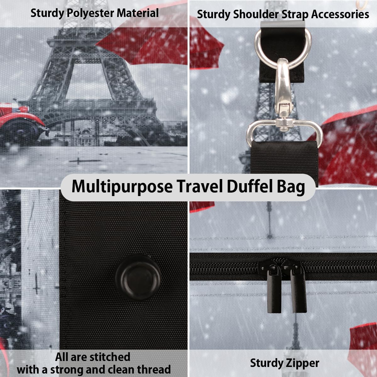 Tower Umbrella Car Travel Duffel Bag for Women Men Large Capacity Overnight Weekender Bags for Lightweight Waterproof Sport Gym Bag for Workout Yoga Swim