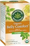 Traditional Medicinals - Organic Belly Comfort Peppermint Herbal Tea (Pack of 1) - Contains Ginger, Fennel and Lemon Balm for Digestive Support - 16 Tea Bags Total
