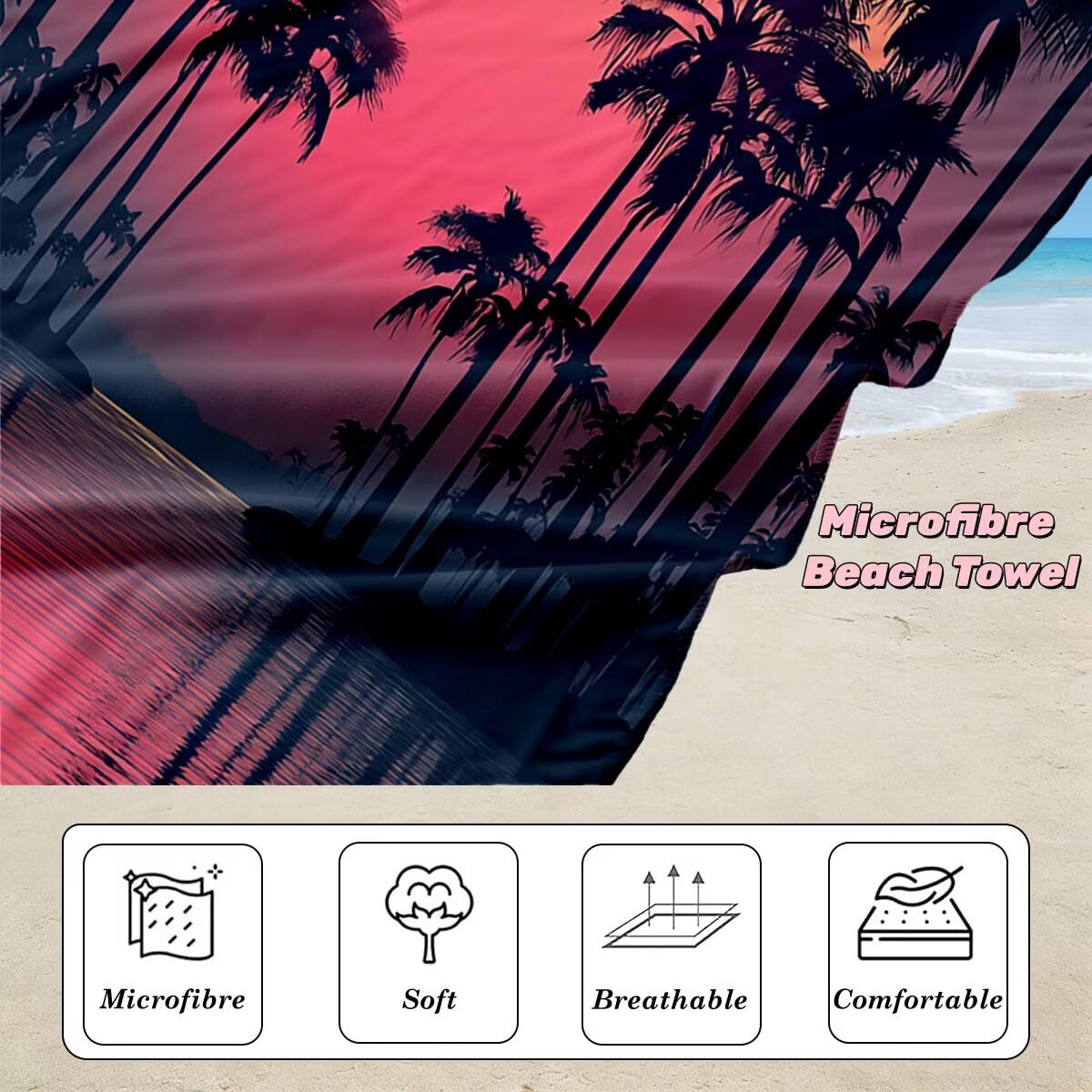 Toalla Playa 90x200 cm, Toalla Gimnasio Microfibra Secado Rapido, Juego de 2 Antiarena Toallas de Playa, Ligera Compacta Toallas Microfibra Grande para Viaje, Regalo Hombre Mujer (Paisaje) -5109