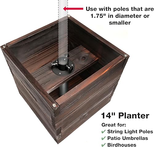 Miniatura 4 de Maceta decorativa grande de madera con soporte universal para postes de luz, paraguas, comederos de pájaros, caja de madera maciza para jardín y