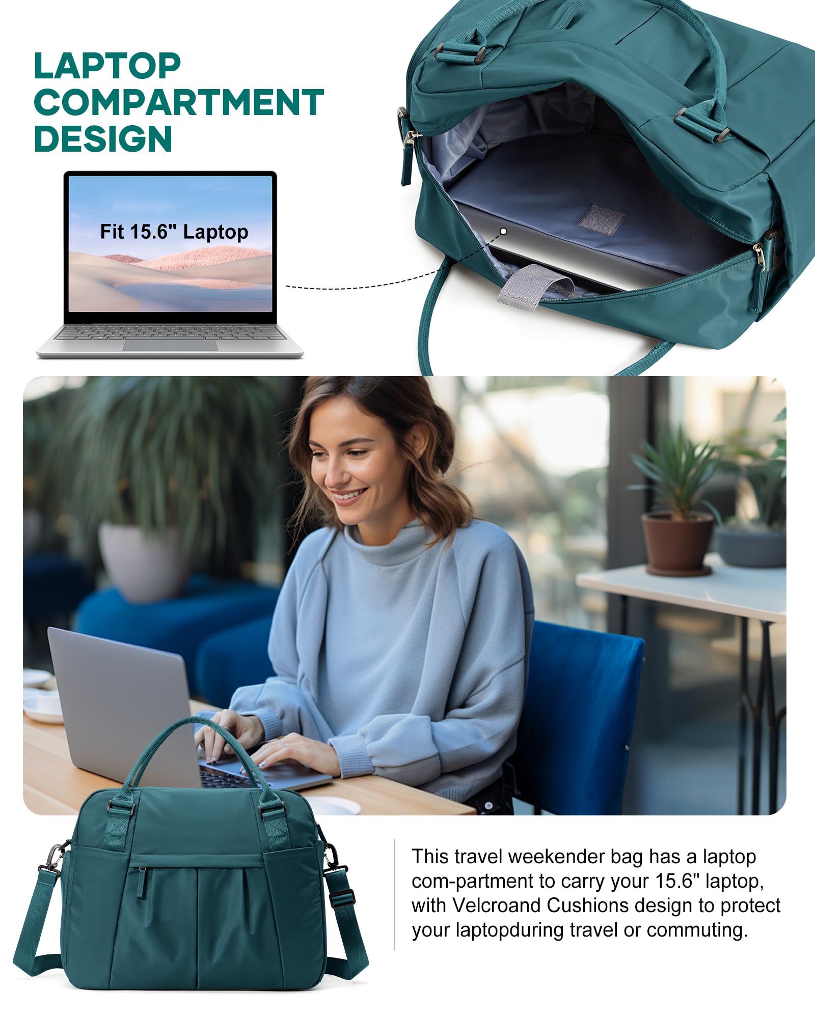 Borsone da Viaggio Donna, 45x36x20 Easyjet Bagaglio a Mano Borsa da Viaggio con Scomparto per le Scarpe, Borsa Sportiva Borsone da Palestra Grande, Borsa da Weekend,Borsa per Ospedale,K4-Pavone blu