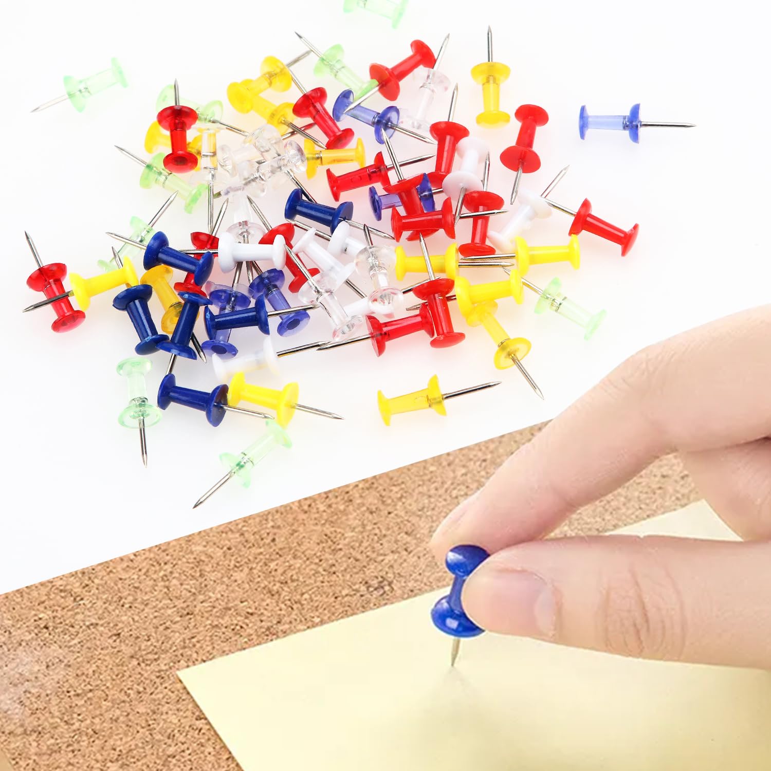 200 Punaises Carte Tête Plastique Transparente - Pointe Acier, Pour Cartes, Tableaux Liège, Organisation Bureau