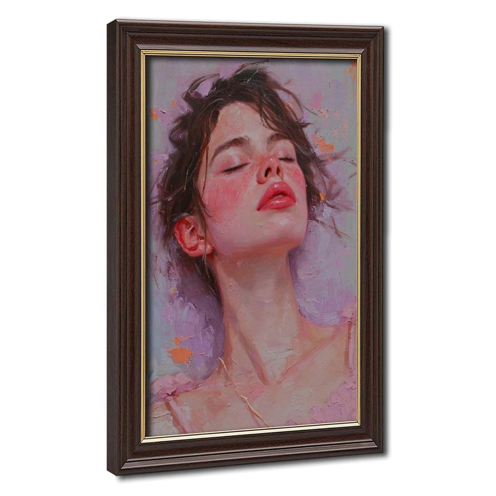 Bareronor Pastel Preppy Girl Portrait Canvas Poster Bedroom Decor Landscape Office Room Decor Gift 8" L X 12" W
