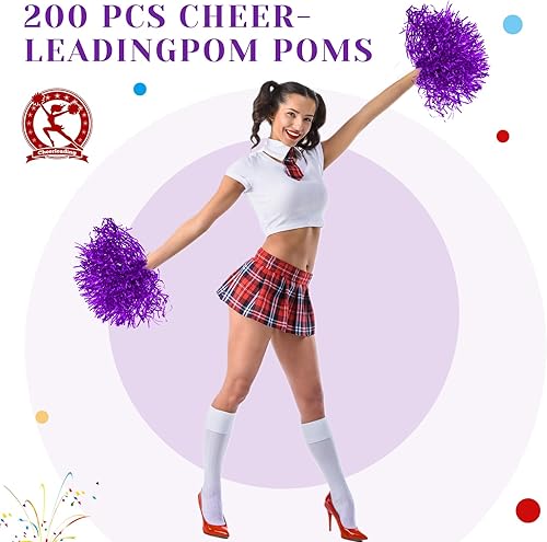 Miniatura 10 de Jerify Pompones de animadora de papel metálico con mango de bastón, pompón de animadora de plástico, flores de mano para juegos, deportes,