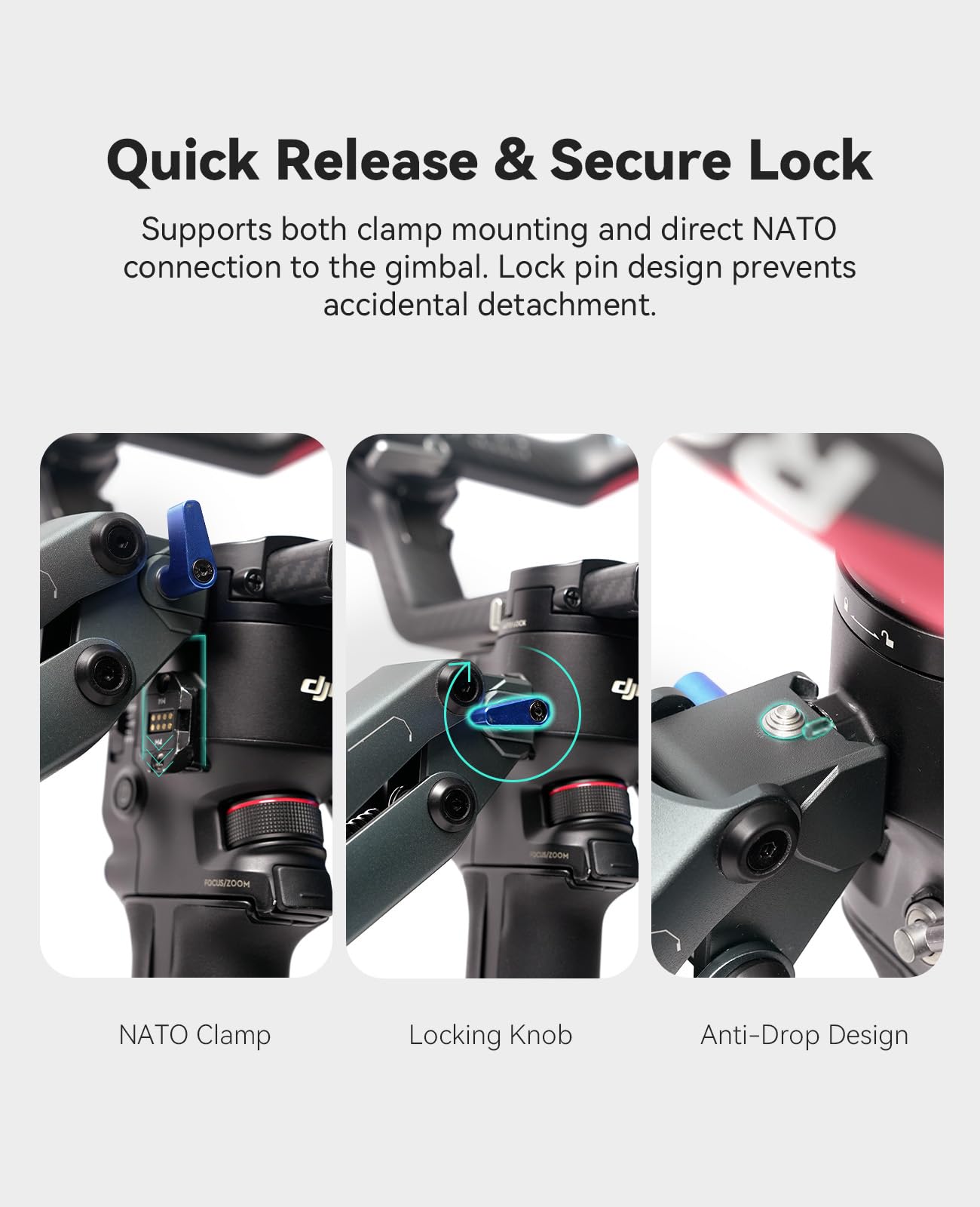 ARES-SE Z Axis Gimbal Dual Handle Grip mit NATO-Schienen, 30% bessere Dämpfung, kompatibel für DJI RS5/RS 4 /RS 4 Pro/RS 3 / RS 3 Pro/RS 2 / RSC 2, 2–5 kg Traglast für stabile Videoaufnahmen