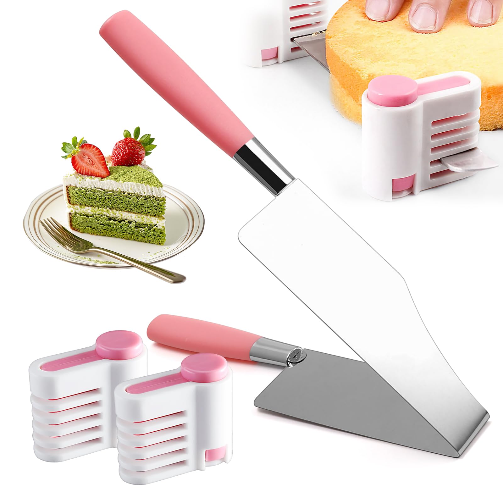 Taglierina per torte in acciaio inox con livellatore, strumento ergonomico