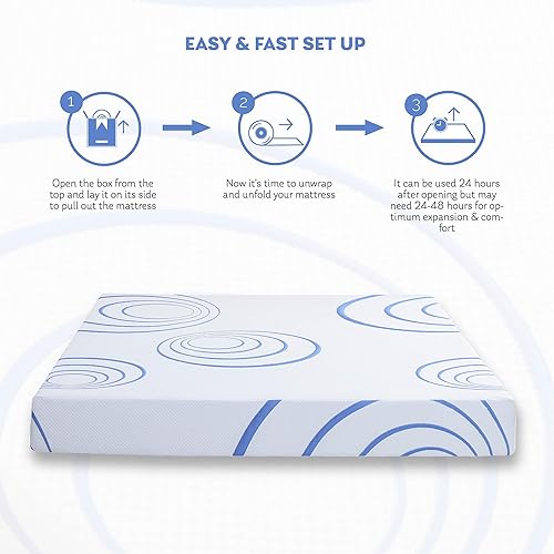 Miniatura 6 de Colchón tamaño matrimonial, colchón de espuma viscoelástica de gel de 8 pulgadas, colchón transpirable con funda sin fibra de vidrio, colchón en una