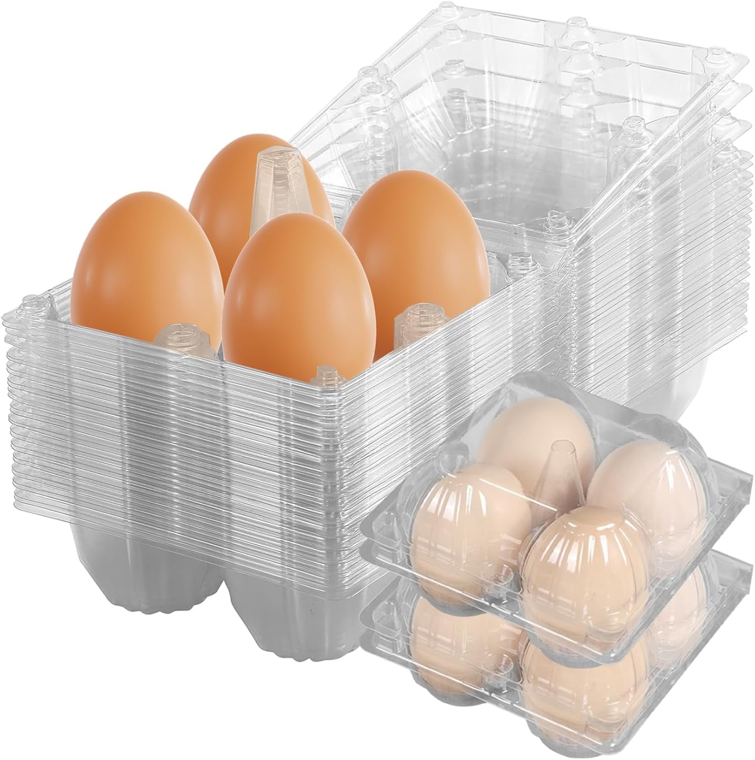 Egg Cartons 4 Count, 100pcs Plastic Egg Carton For Fresh Eggs, Square Empty Eggs Container Holder Reusable Bulk Duck Egg Tray Container For Home, Market 3.9x3.9x2.5