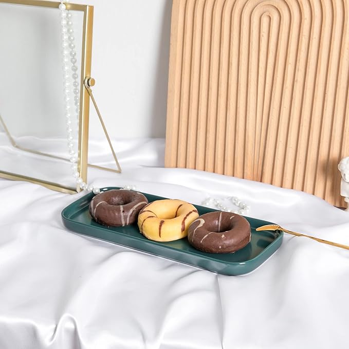 Bandeja Organizadora Cerámica para Baño y Cocina, Color Verde Oscuro miniatura 4