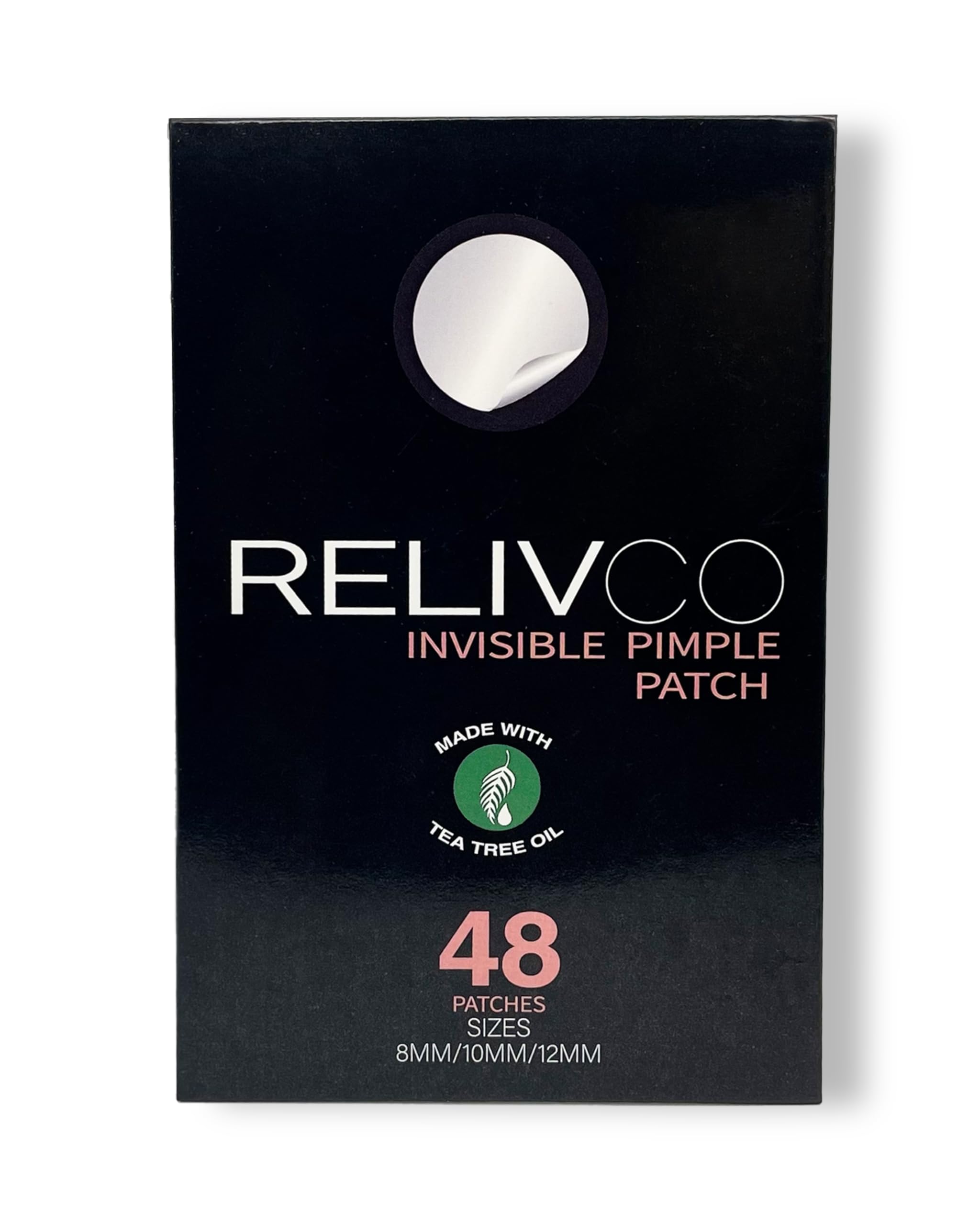 RELIVCO Parches hidrocoloides invisibles para espinillas con aceite de árbol de té para cubrir imperfecciones y granos. (48 unidades)