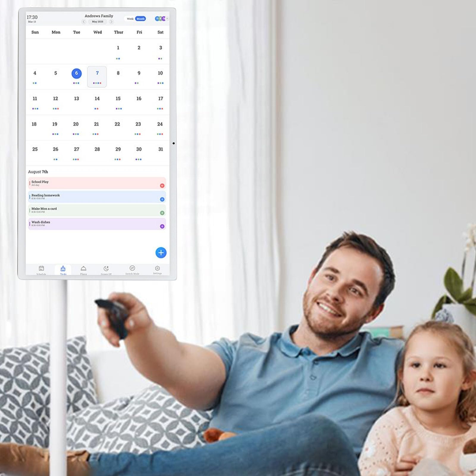 TARSHYRY 21,5-Zoll-Digitalkalender mit Fernbedienung, Smart-Touchscreen, Interaktives Display, Aufgabendiagramm, Smart-Familienplaner, Mediaplayer, 4 GB, 64 GB, Elektronischer (EU-Stecker 100–240 V)