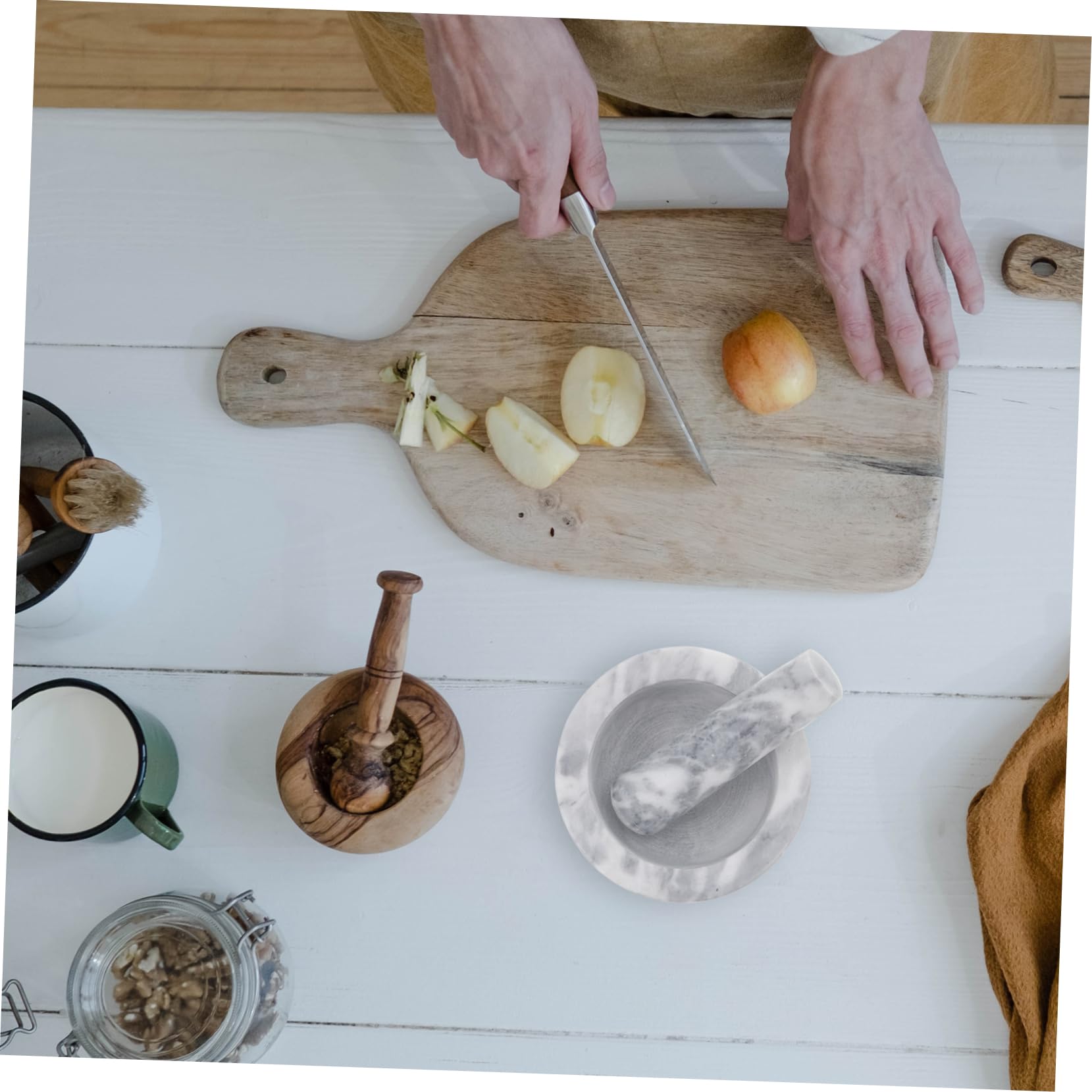 2sätze Ergonomischer Und Stößel Aus Marmor Küchengerät Zum Zerkleinern Von Knoblauch Und Gewürzen Für Zubereitung Von Frischen Saucen Und Gewürzmischungen Verschiedene