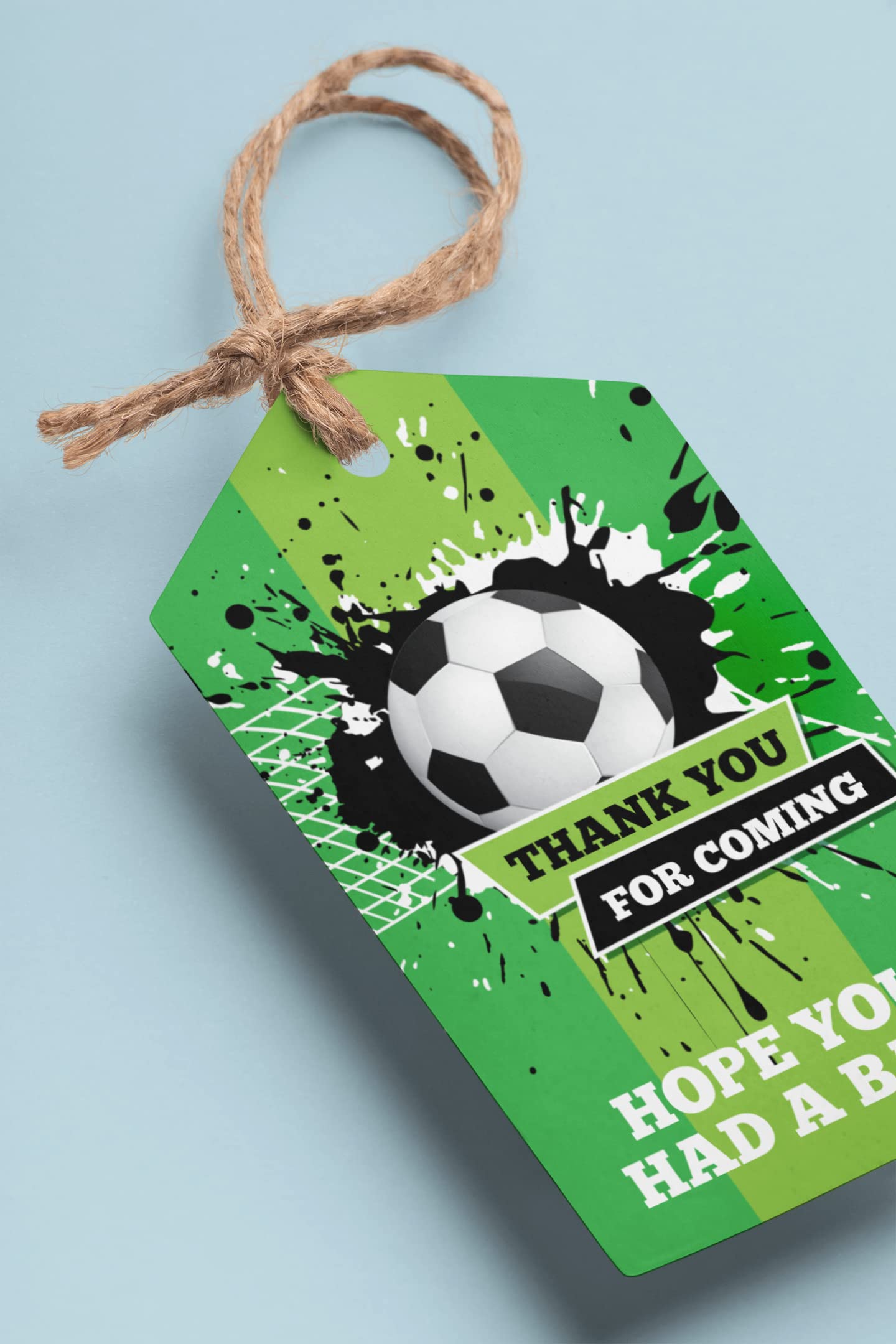 Football Theme Thank You Cards/Tags (2 x 3.5 inches/250 GSM Cardstock/Black, White, Green, Dark Green/30Pcs)