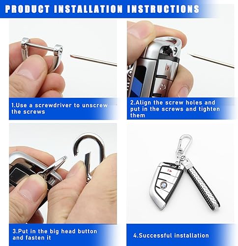 Miniatura 3 de Dickno Llavero de cuero de microfibra para automóvil, giratorio de 360 grados, con anillo en D antipérdida para hombres y mujeres (rojo)