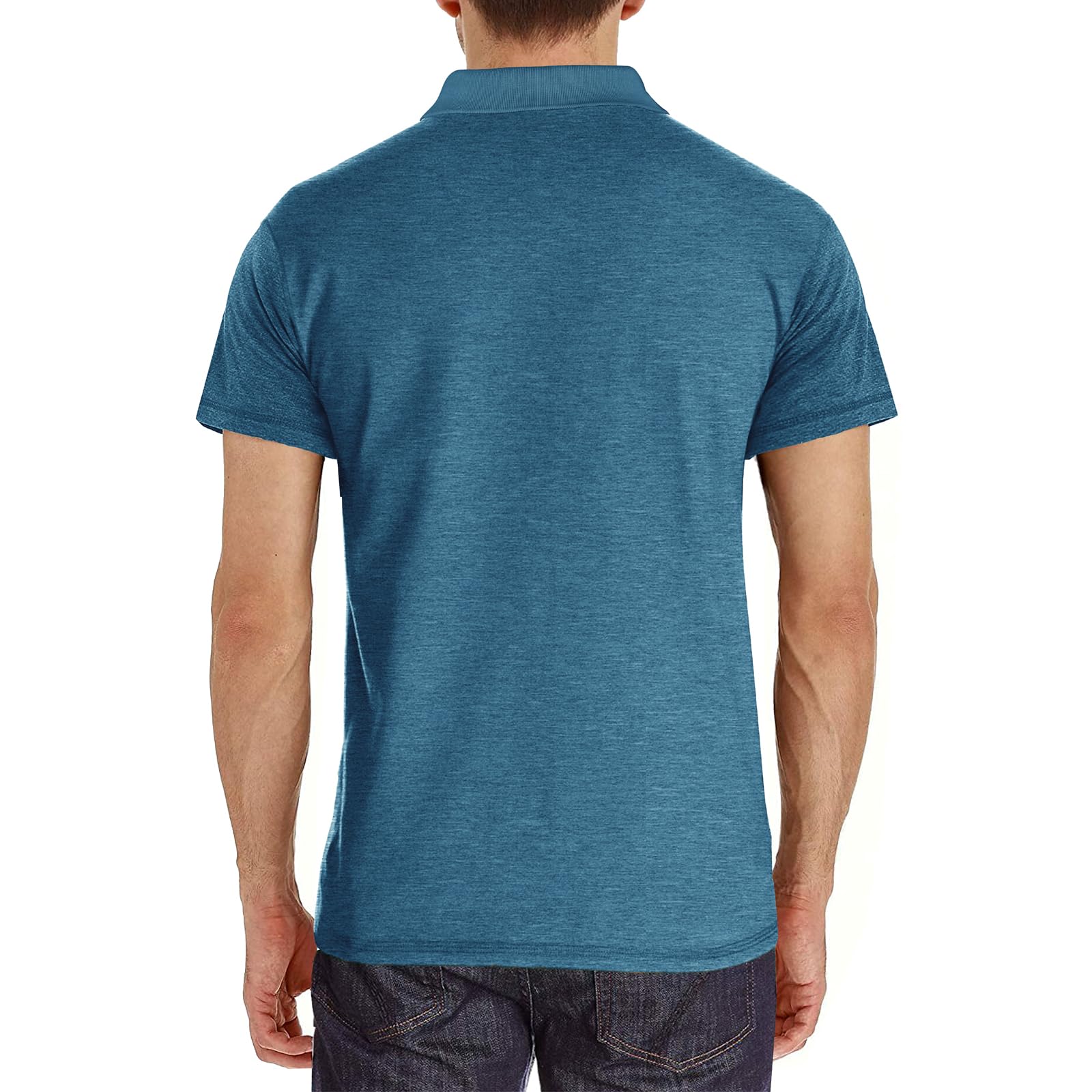 GOFERIKUVA Men's Short Sleeve Polo Shirts Moisture Wicking Mens Short Sleeve Polo Shirts Quick Dry Golf Polo for Men Lightweight Blue M