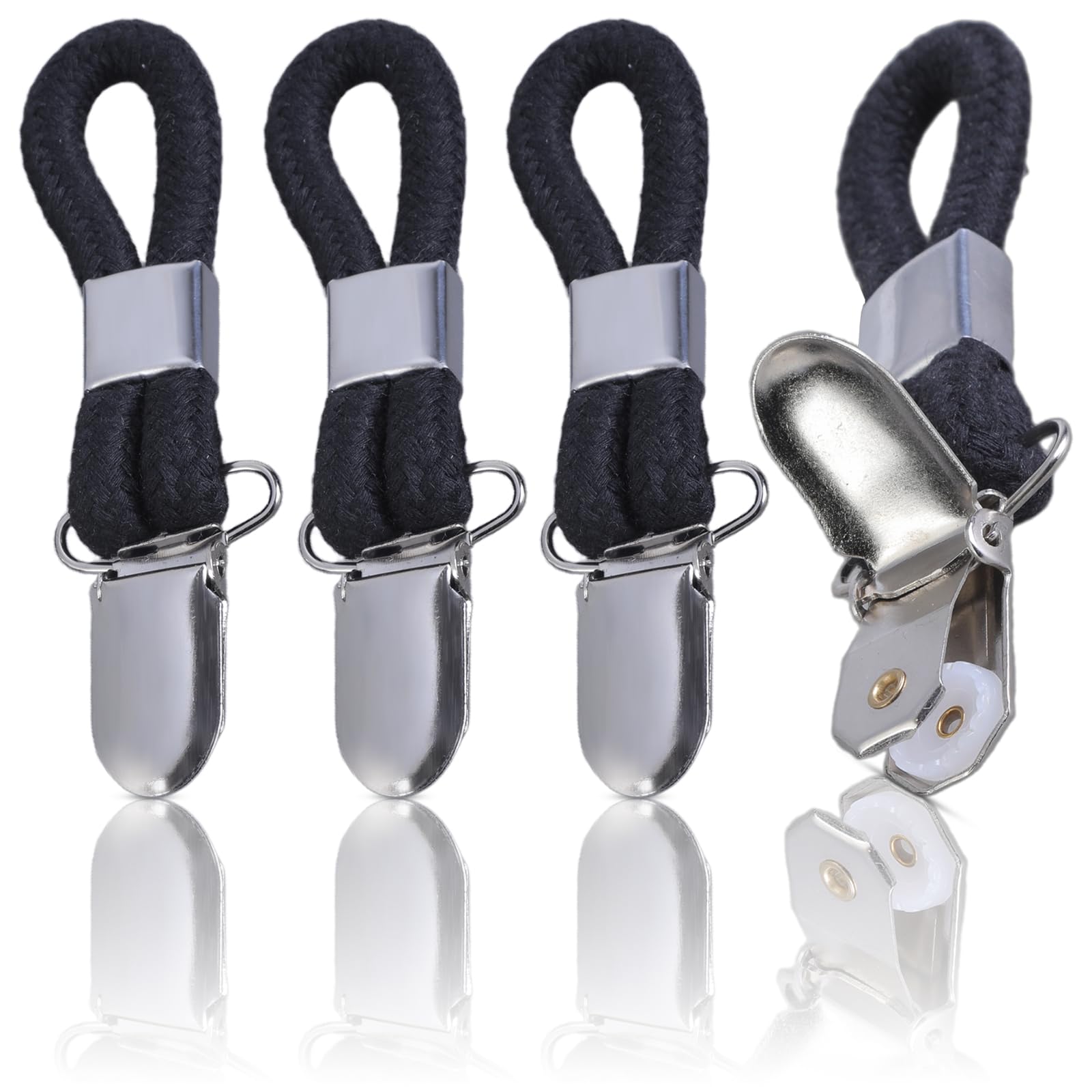 Four Towel Clamps Fastener Grippers Holders Clip with Cotton Rope for Hanging Solution Efficient Organization Kitchen Towel Holders