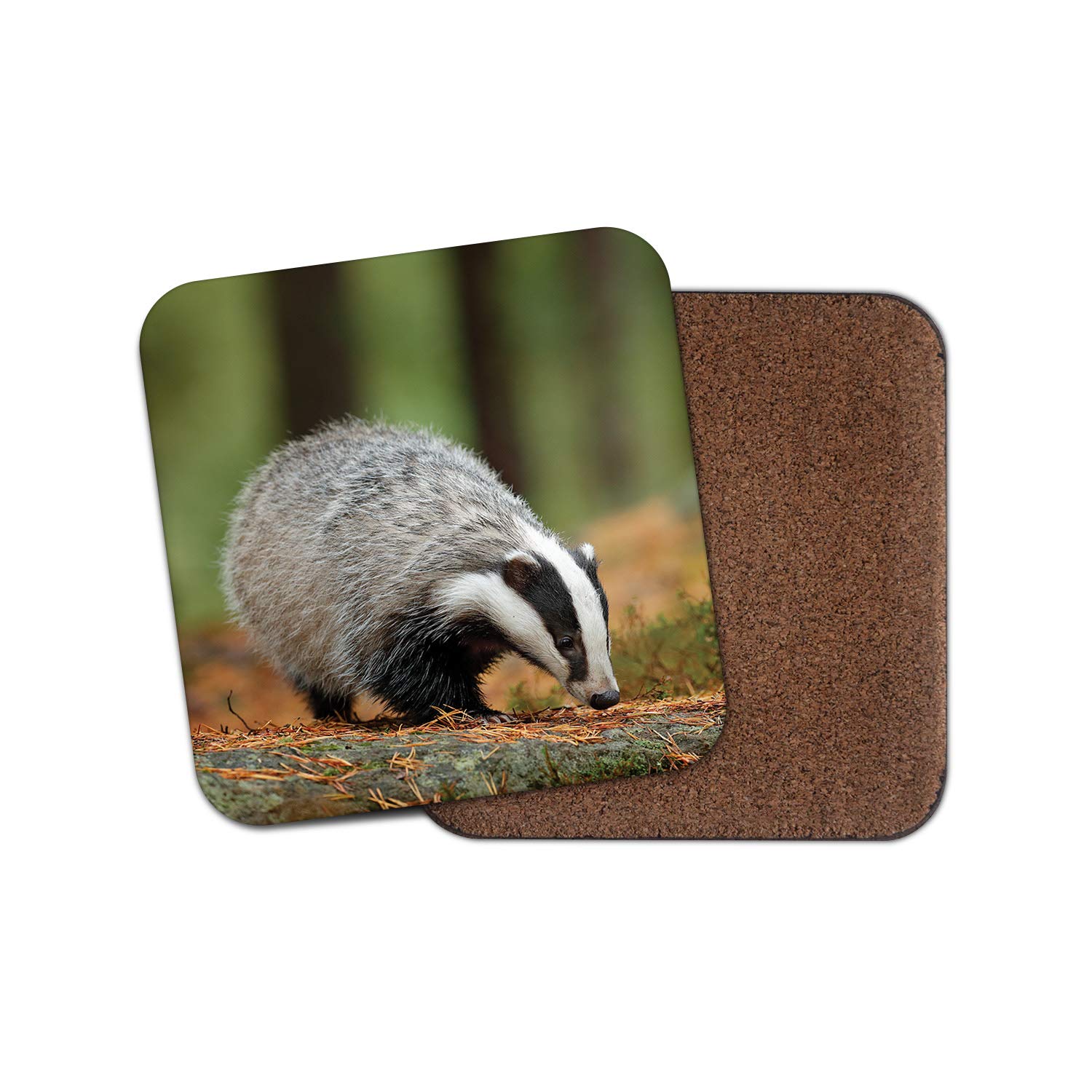 Destination Vinyl Ltd Multicolor 1 X Cute Badger Coaster - British Wildlife Wild Animal Woods Forest #15811