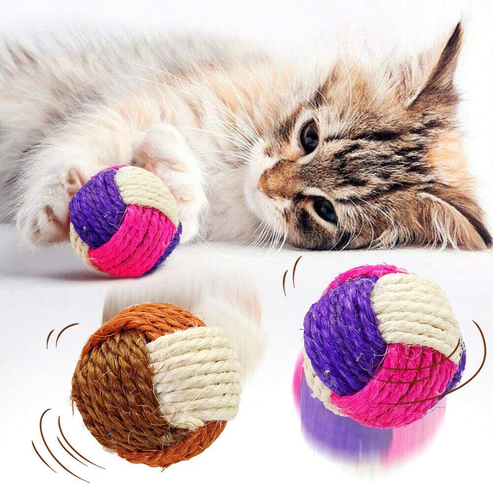 PSK PET MART Cat & Kitten Toy Sisal Hemp Knitted Ball Tricolor Biting Interactive Pet Supplies (Color May Vary, Pack of 2) (B0B29D5N2M) Amazon Price History, Amazon Price Tracker