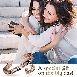 Lymphatic Drainage Ring & Copper Bracelet for Women, Magnetic Lymph Detox Ring and Magnetic Copper Bracelet, 100% Solid Pure Copper Jewelry Gift