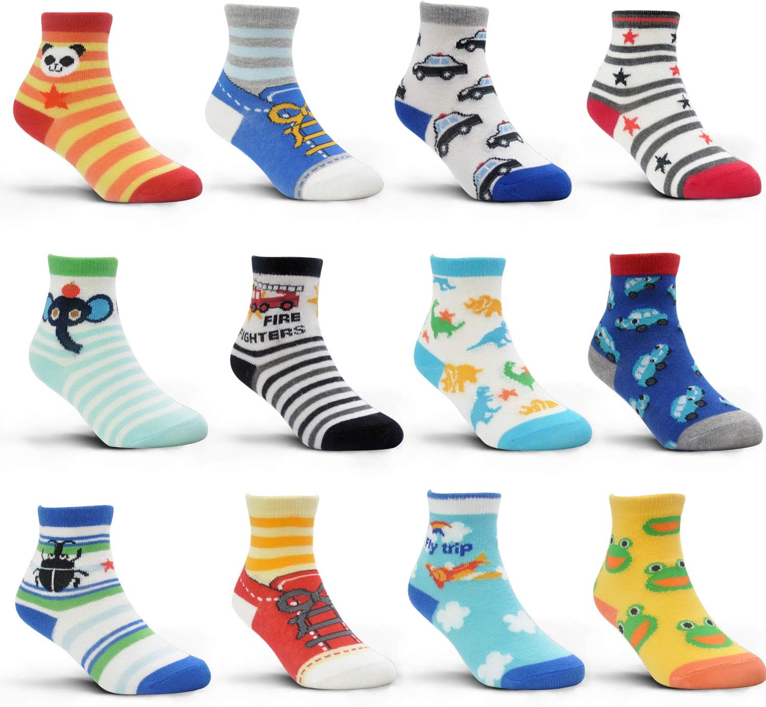 – Toddler Grip Socks - 12 Pairs Baby Boy Infant Kid Children Anti-slip Socks for 0-7 Years Girl Non Skid Socks