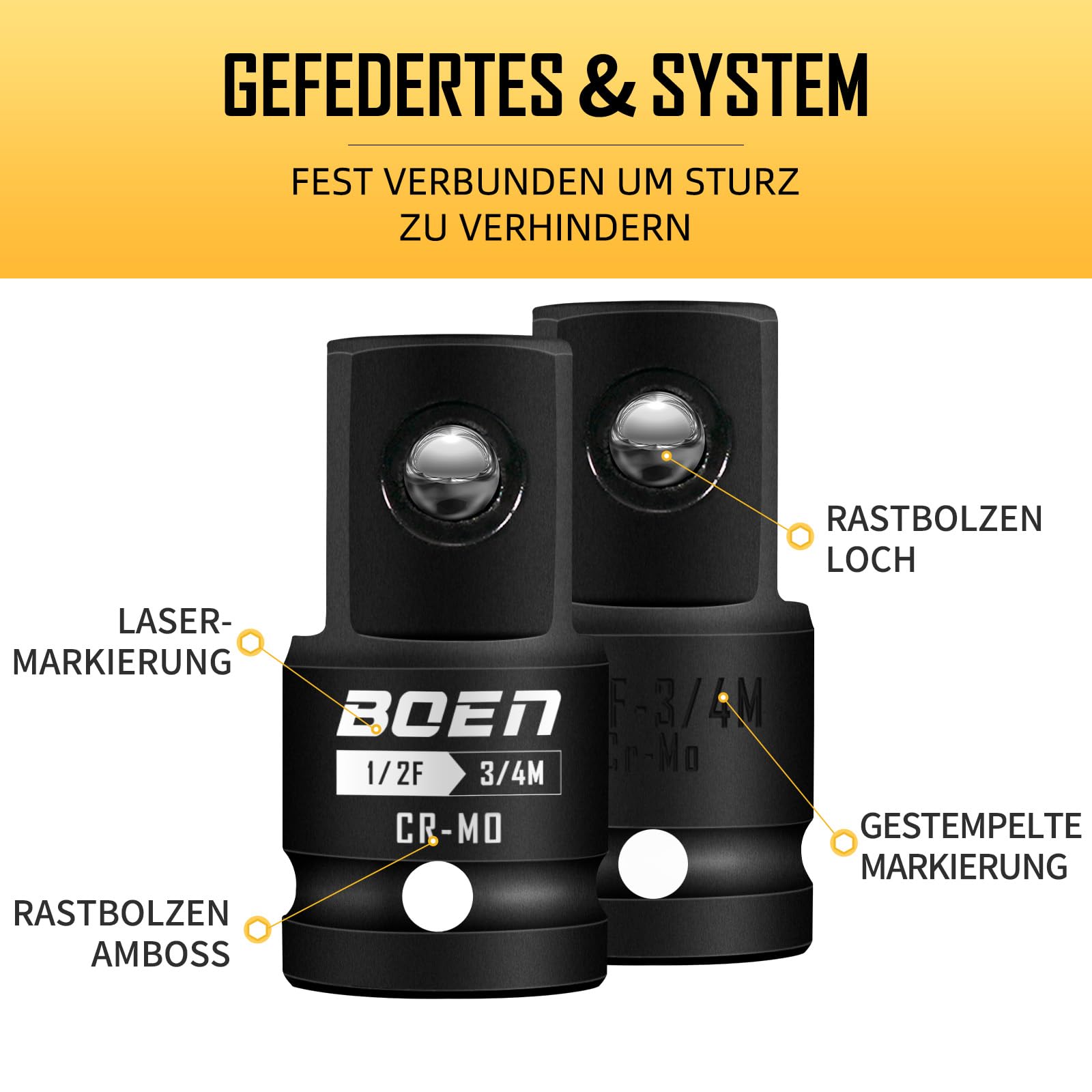 Adapter-Set 1/2 Auf 3/8 Zoll & 3/8 Auf 1/2 - Chrom-Molybdän Stahl, Für Schlagschrauber & Ratschen