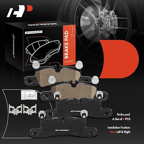 Miniatura 6 de A-Premium Juego de pastillas de freno de disco de cerámica traseras compatibles con Porsche Cayenne 2011-2018 y Volkswagen Touareg 2011-2017, 4