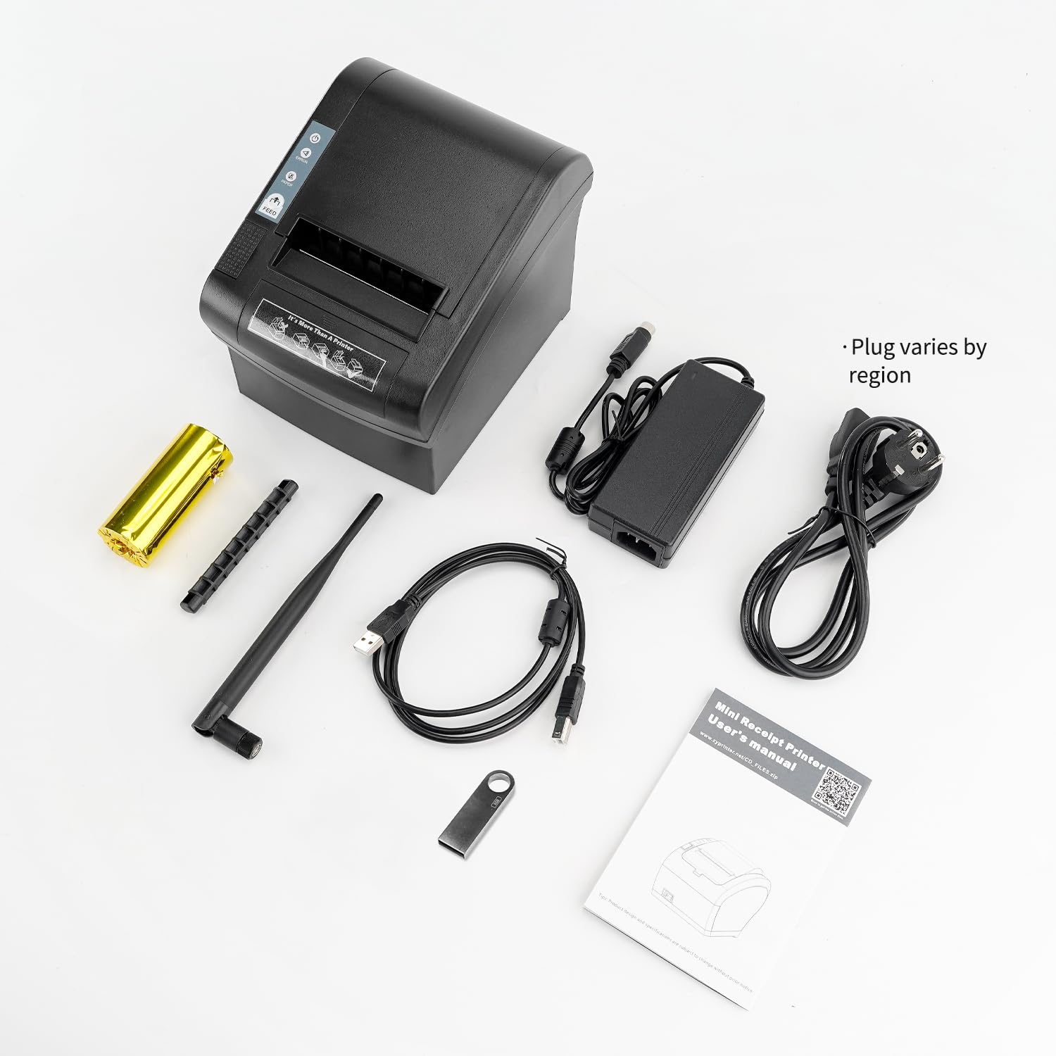 NETUM Imprimante POS WiFi avec Massicot Automatique, Imprimante Thermique 80mm, Ports USB WiFi Compatible Tiroir-Caisse, ESC/POS, Modèle NT-806
