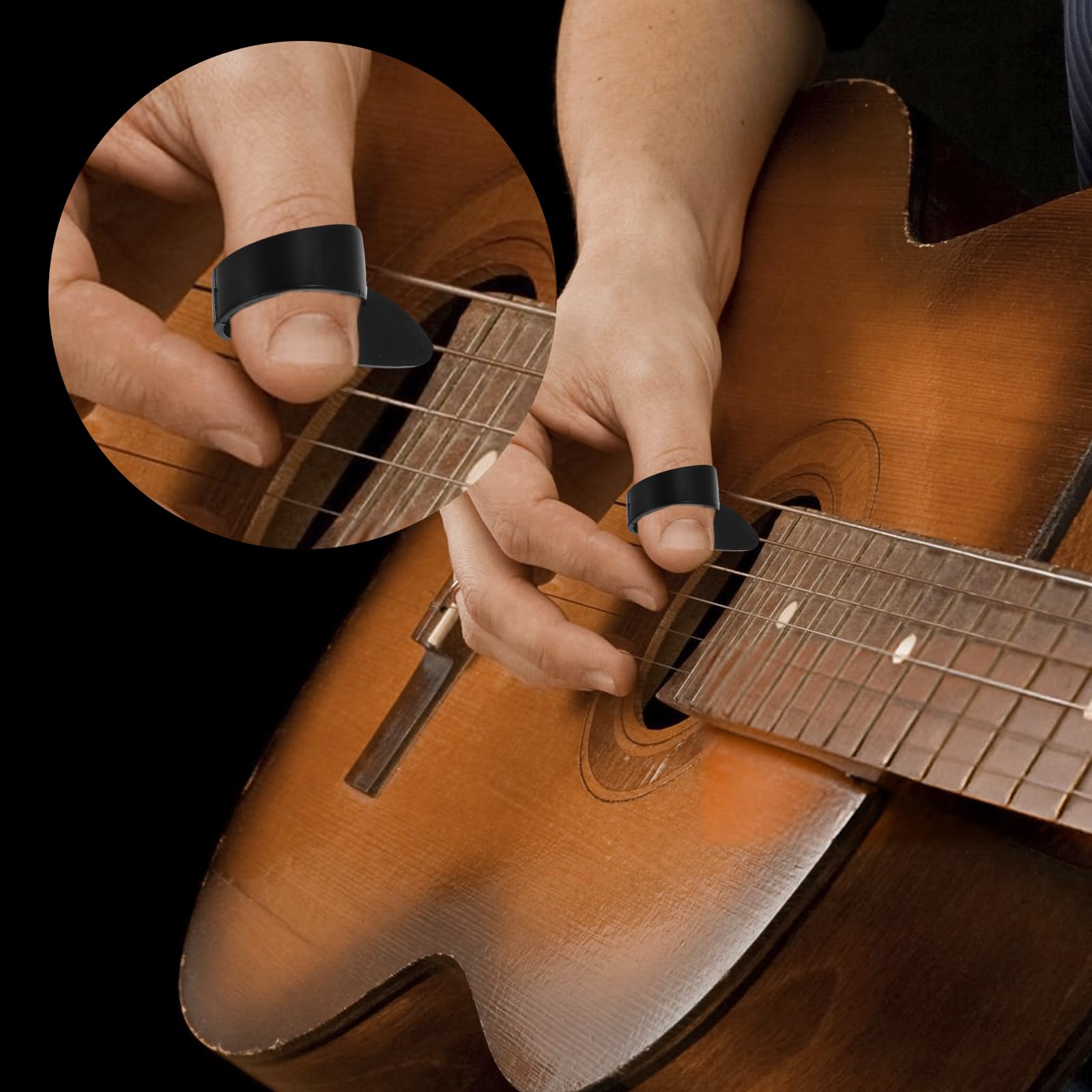 6 plettri per chitarra da dita: in metallo, plettro regolabile per basso con acciaio inossidabile e plettro per il pollice, per chitarra, banjo e altri strumenti