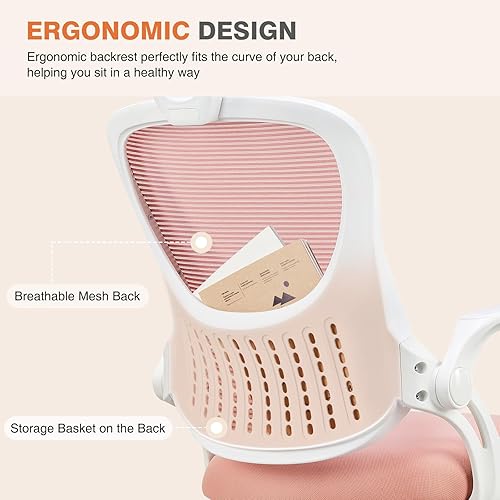 Miniatura 3 de Sweetcrispy Silla de escritorio para computadora de oficina, ergonómica, con respaldo alto, de malla, con ruedas y reposacabezas ajustables, cómodo