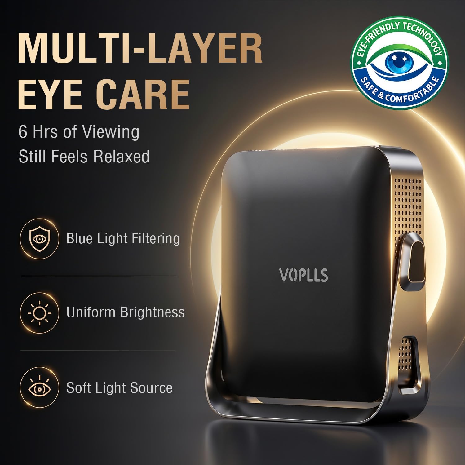 【Officially-Licensed APP & Native 1080P】Thinnest 1.81" Smart Mini Projector with WiFi and Bluetooth, Auto Focus & Keystone Portable Outdoor Projector, VOPLLS 4K Home Movie Slide Projector