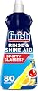 Finish, Dishwasher Rinse Aid, Lemon Rinse & Shine Cleaner, 400ml, Ultimate Clean & Diamond Shine, Glass Protection, Spot Prevention, Better Drying vs Finish Detergent Alone