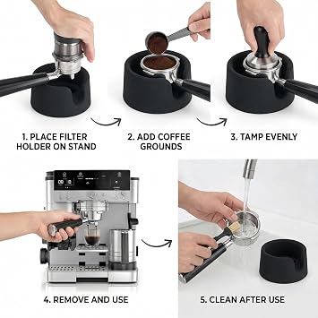 Coffee Tamper Base for Ninja Luxe Cafe ES601, Black Silicone Non-Slip Portafilter Stand, Improves Stability and Extraction for Home Barista Coffee Brewing