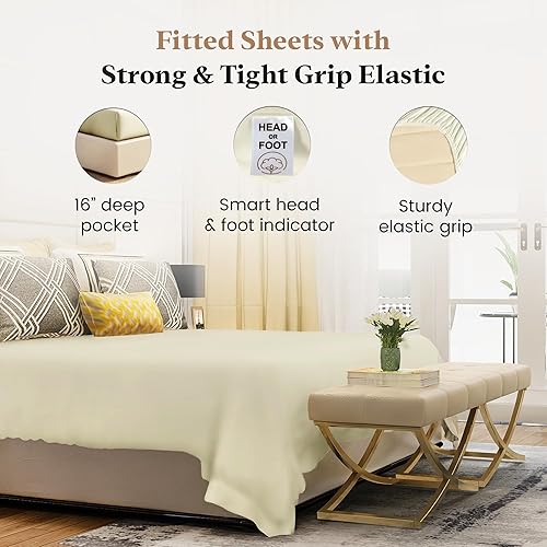 Miniatura 10 de Sábana bajera ajustable de 1000 hilos tamaño King color salvia con bolsillo profundo, solo sábana bajera de algodón egipcio, sábana bajera suave,