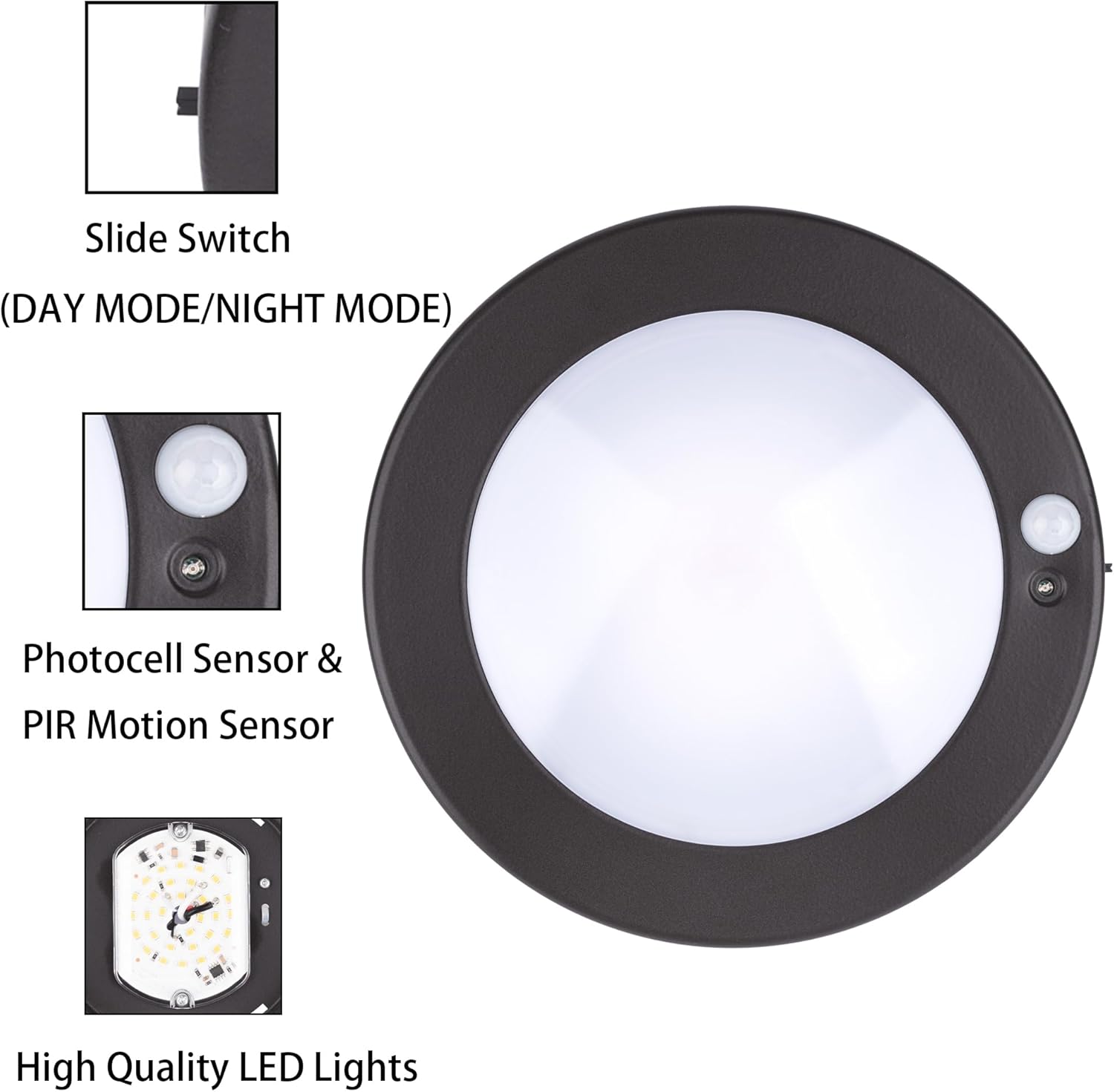 YoonLIT Flush Mount Motion Sensor LED Ceiling Light with Photocell Sensor, ON/Off Automatic for Stair, Porch, Closet, Basement, Hallway, Pantry, 6.2 Inch 10.5W 700 Lumen, Bronze Finish 3000K 1-Pack