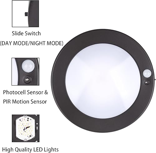 Miniatura 2 de YoonLIT - Lámpara de techo LED con sensor de movimiento de montaje empotrado con sensor de fotocélula, encendidoapagado automático para escalera,