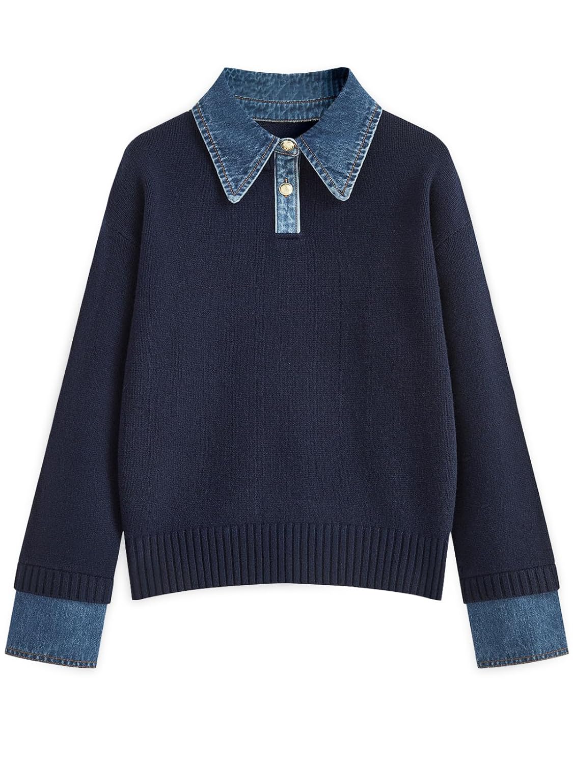 Womens Oversized Sweater Cozy Chunky Long Sleeve Mock Turtleneck V Neck Button Down Denim Polo Pullover Tunic Sweaters