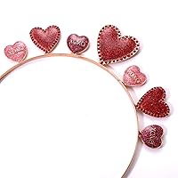 Vista 6 de HEIDKRUEGER Diademas para el día de San Valentín con diamantes de imitación con purpurina y corazón para el cabello, accesorios para el día de San
