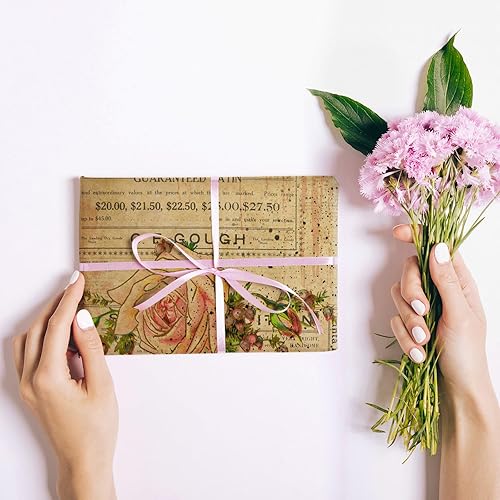 Miniatura 7 de AnyDesign 12 hojas de papel de regalo vintage, papel de estraza para regalo, papel de estraza plegado a granel, papel de arte de periódico plano