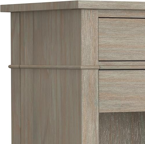 Miniatura 7 de SIMPLIHOME Carlton - Mesita de noche de madera maciza de 24 pulgadas de ancho en gris envejecido, mesa auxiliar o auxiliar de transición para