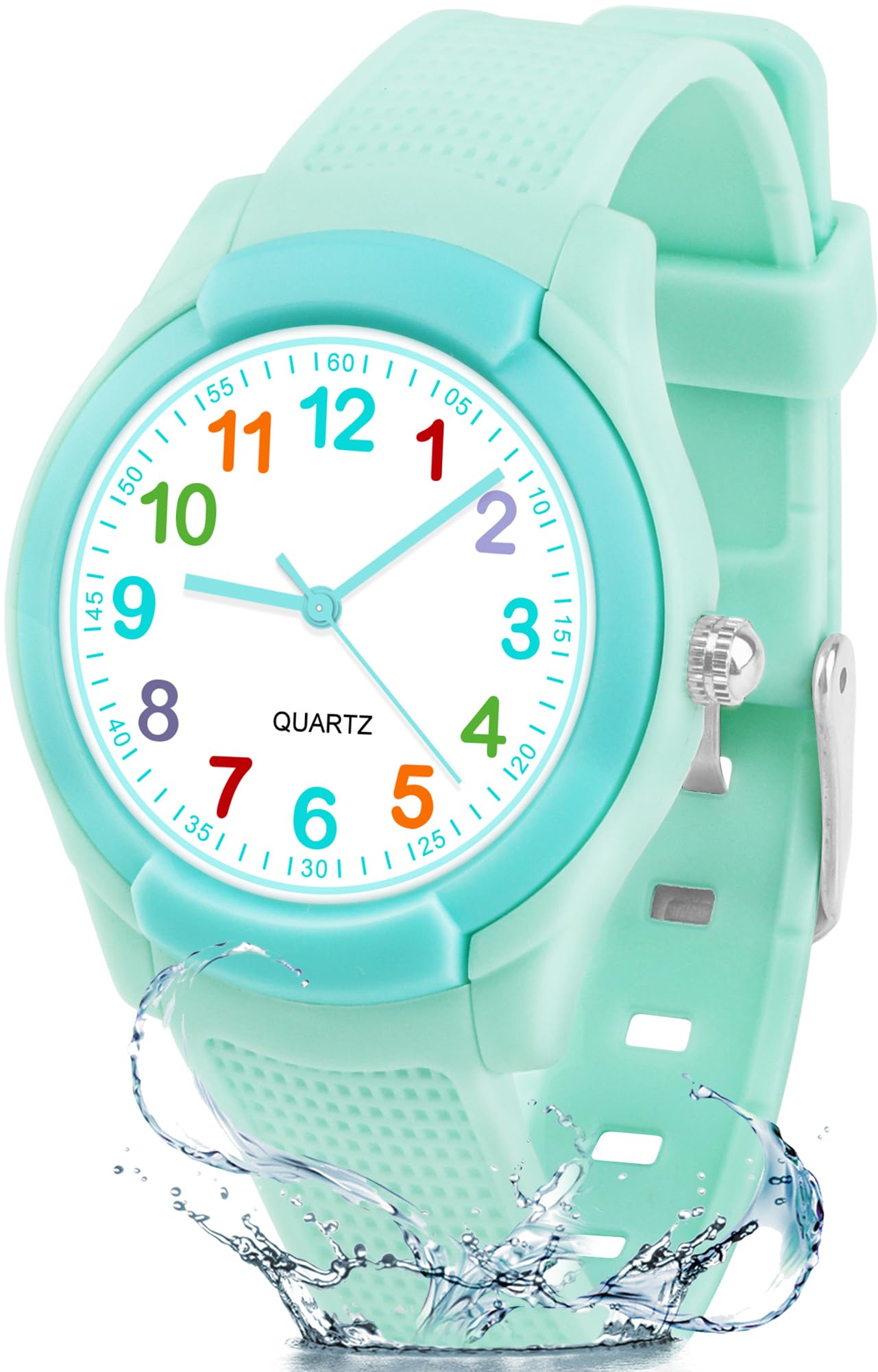 Juboos Reloj Analógico Niños Niñas Aprender La Hora 30ATM Reloj Fácil De Leer 4-12 Años Gran Regalo De Cumpleaños