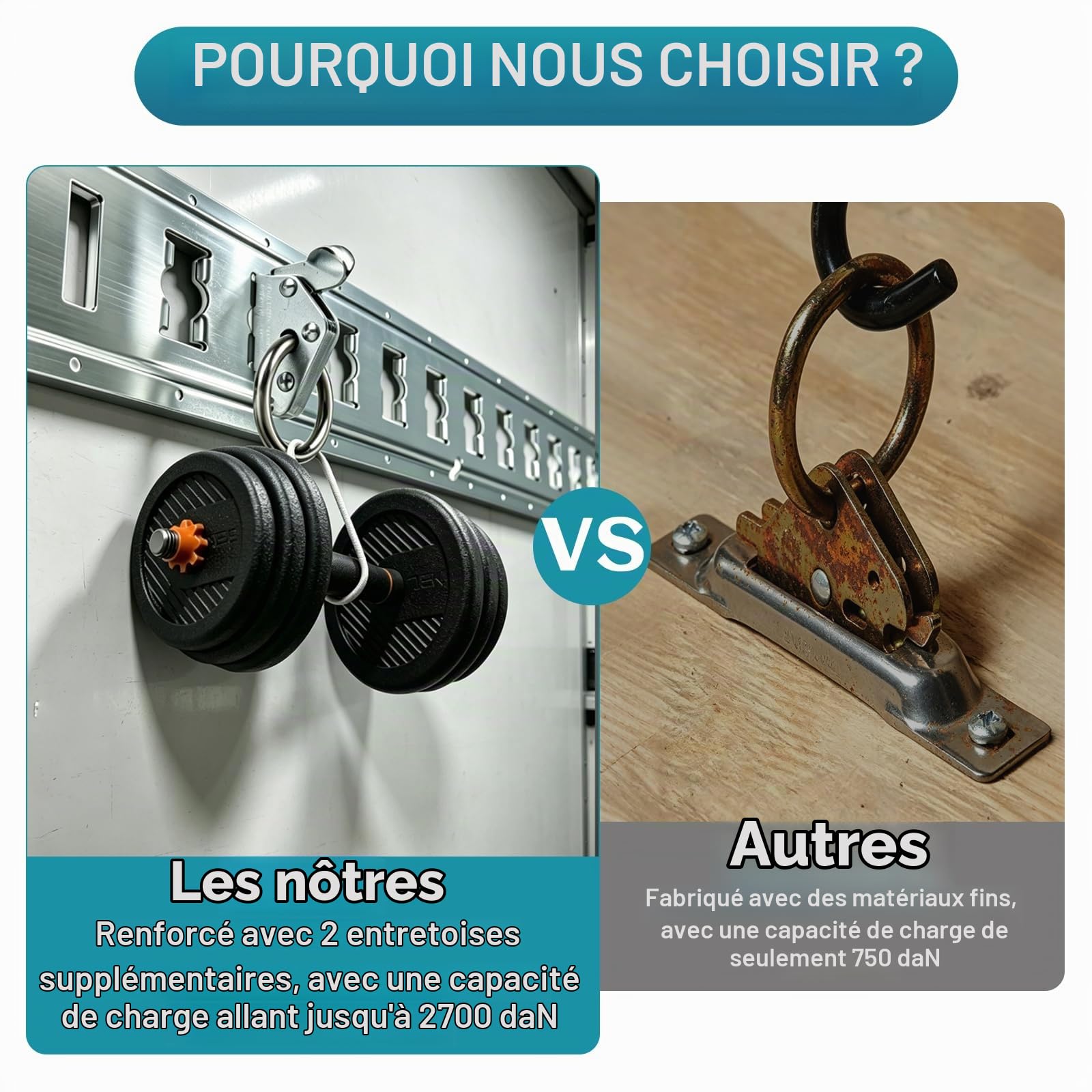 EXLECO 10 pièces de sangles de chargement combi pour remorques, rails E de 61 mm, accessoires de fixation de charge, embouts de fixation avec anneau de φ39 mm, ancres de charge haute performance, pour