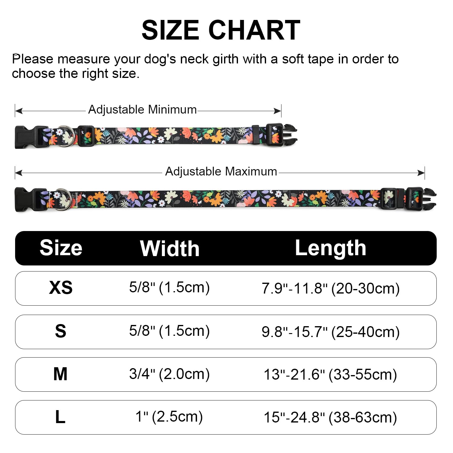 Mercano Collar ajustable para perro, patrones de diseño especial, nailon suave, cómodo y duradero, para perros pequeños, medianos y grandes (M, naranja floral) - 5