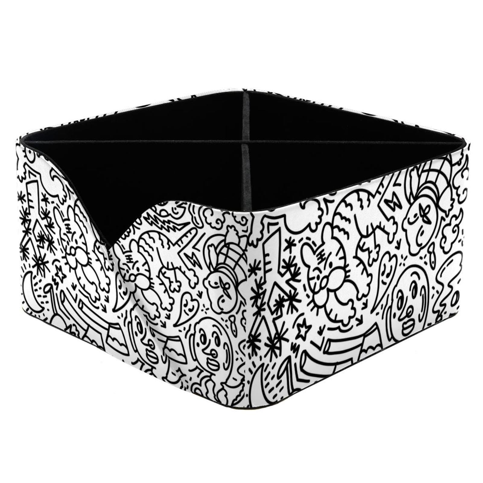 Organiseur de bureau graffiti noir et blanc : pot à crayons rectangulaire