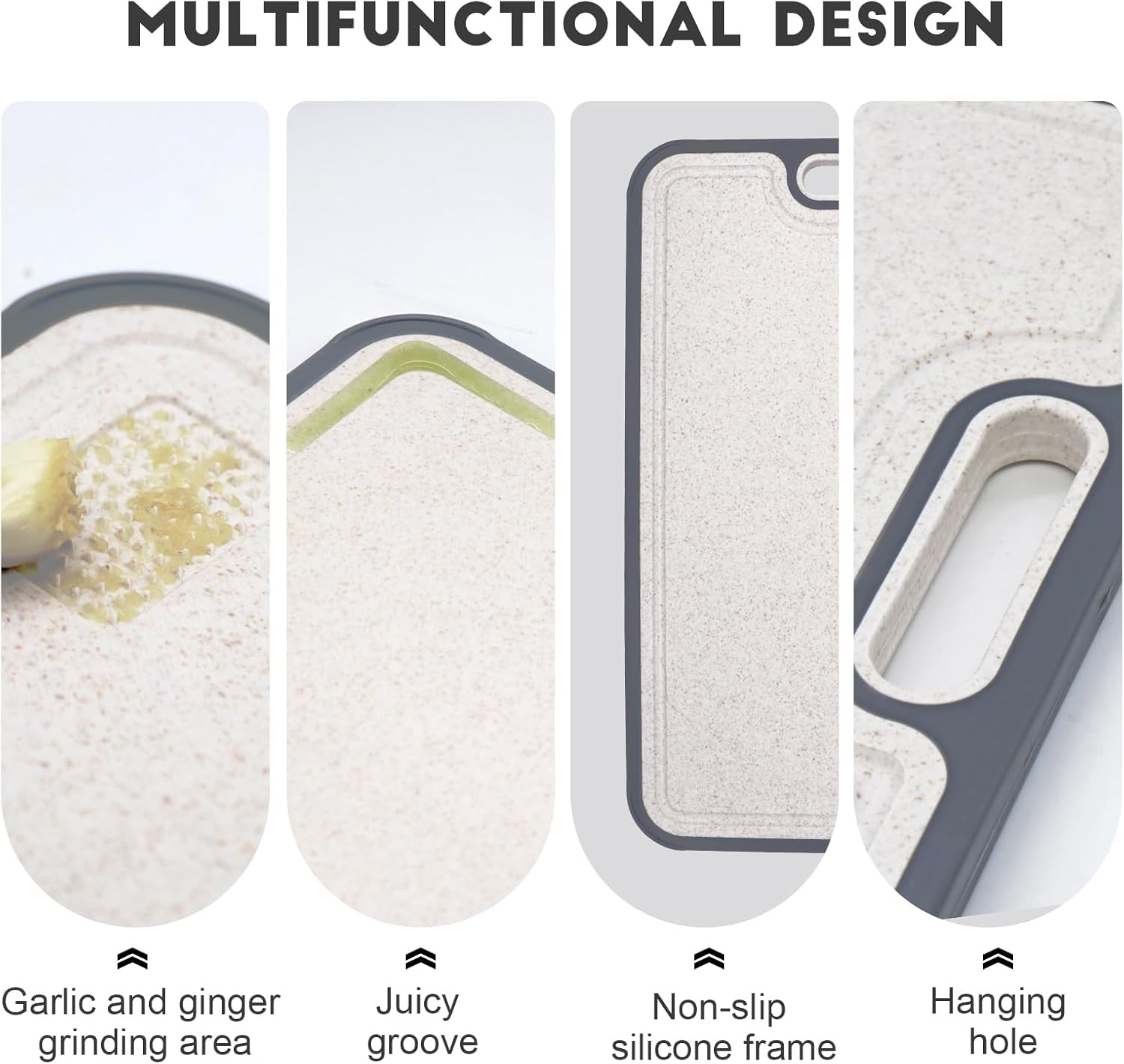 Titanium Cutting Board Double Sided Cutting Boards for Kitchen Non Toxic Chopping Board Pure Titanium and Wheat Straw PP for Meat, Vegetables, Fruits