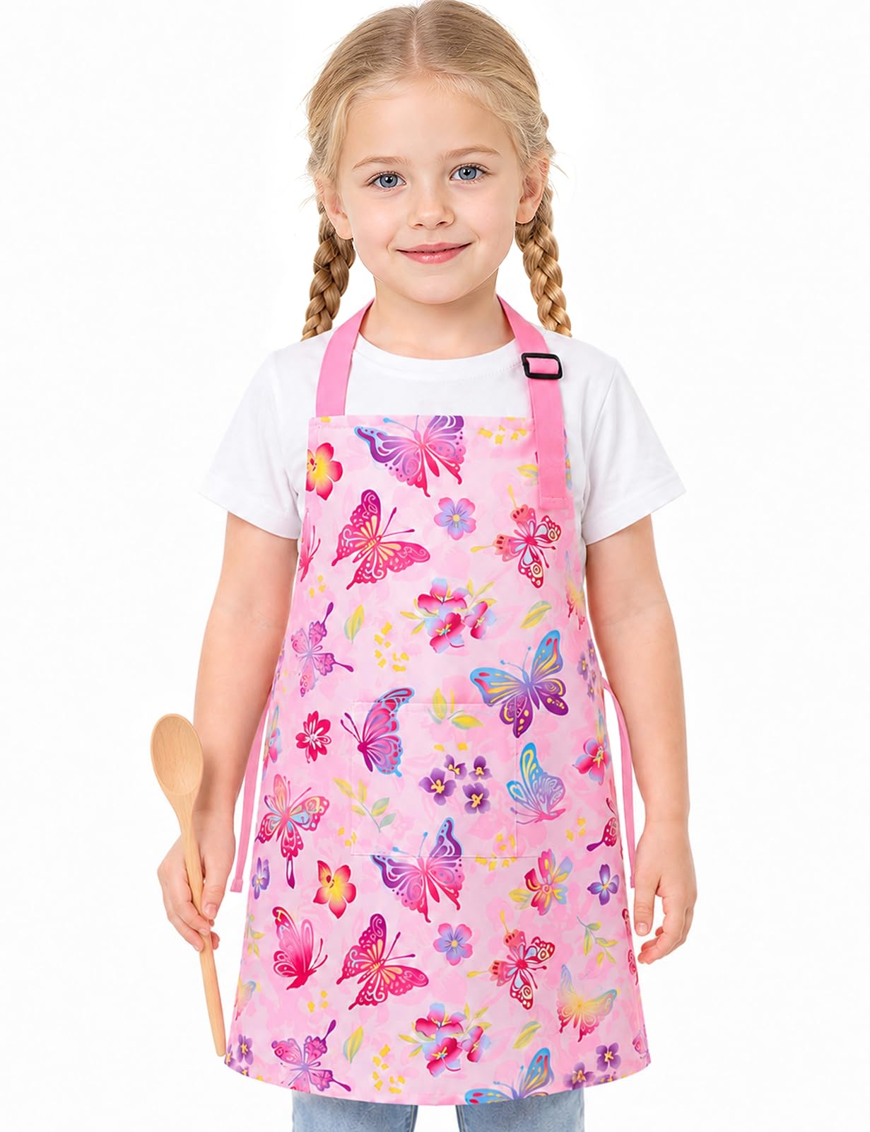 WERNNSAI Kinderschürze mit Verstellbarem Gurt und Tasche von 2-15 Jahren | Wasserdicht Malschürze für Kinder, Bastelschürze für Jungen Mädchen Küche SchürzenKochen Backen Malen