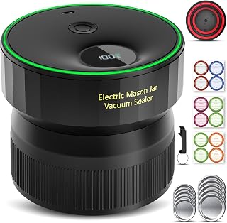 2026 Upgraded Electric Mason Jar Vacuum Sealer for Regular & Wide Mouth Jars - Fully Automatic, Portable, Food Storage Kit