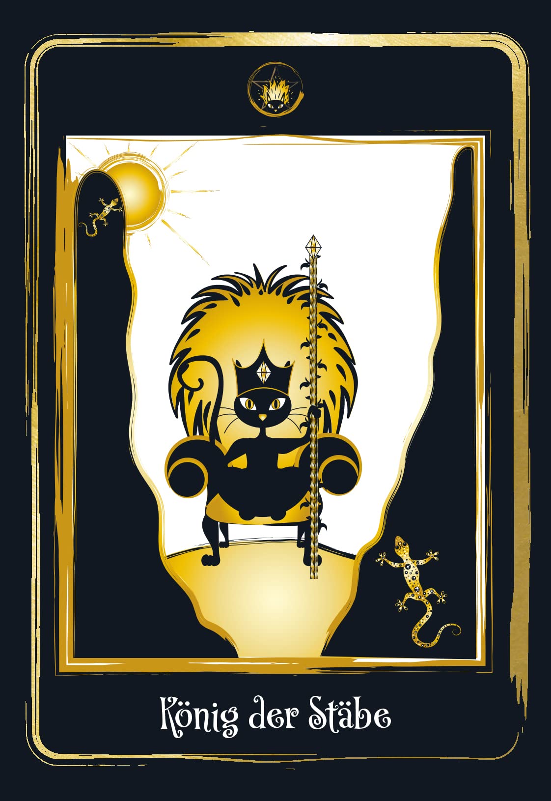 Golden Black Cat Tarot - Hochwertige Stülpdeckelschachtel mit Goldfolie: 78 Karten mit Golddruck und Booklet: 96 Seiten (Katzen Tarot, Tier Tarot)