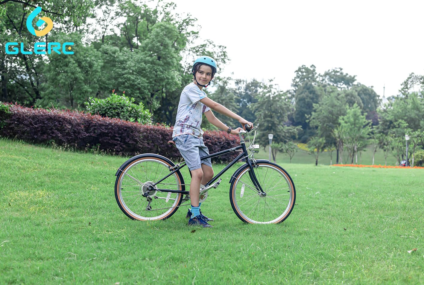 Glerc Bicicleta híbrida de 24 Pulgadas para niños de 8 a 12 años, 6 velocidades, para niños y niñas