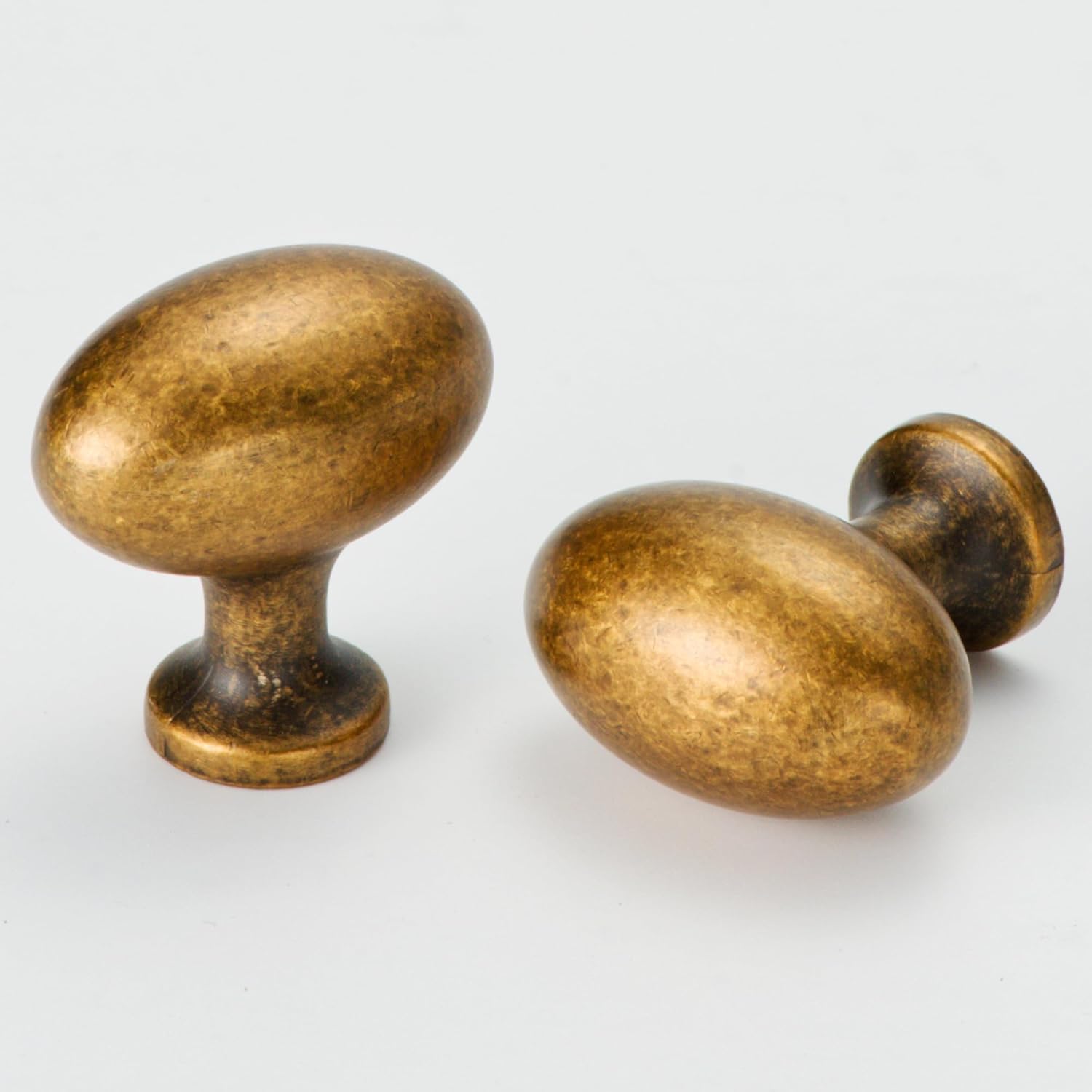 Cabinet Knobs Vintage, 6-Pack Solid Oval Egg-Shaped Drawer Knobs, Antique Brass Cabinet Pulls for Kitchen Cabinets, Dressers, Cupboards & Wardrobes